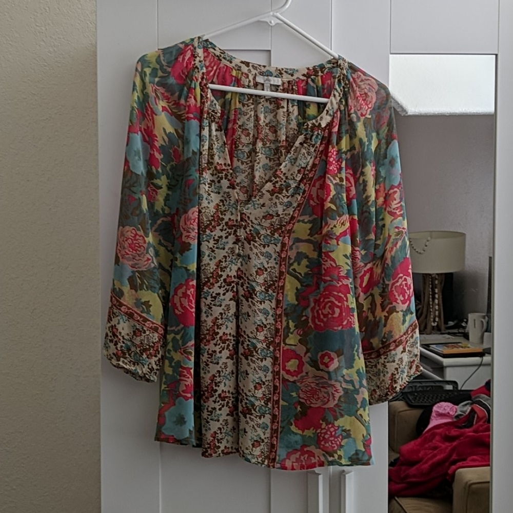 Joie multicolor 100% silk blouse 4 spring 🌷🧚‍♀️💦
